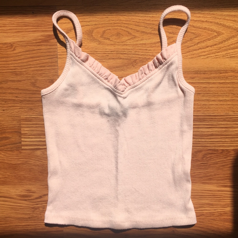 Ribbed Knit Ruffled Camisole S